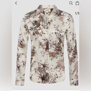 L'AGENCE Cream Floral Blouse